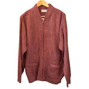 Vintage David Taylor Deadstock Full Zip Cardigan Grandpacore Academia Burgundy